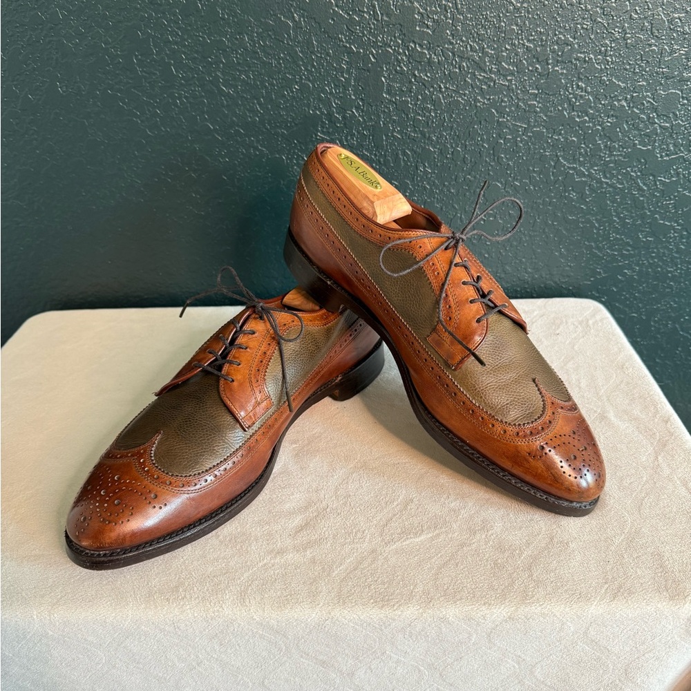 Allen Edmonds Brown and Olive Oxfords with Wingtip Design